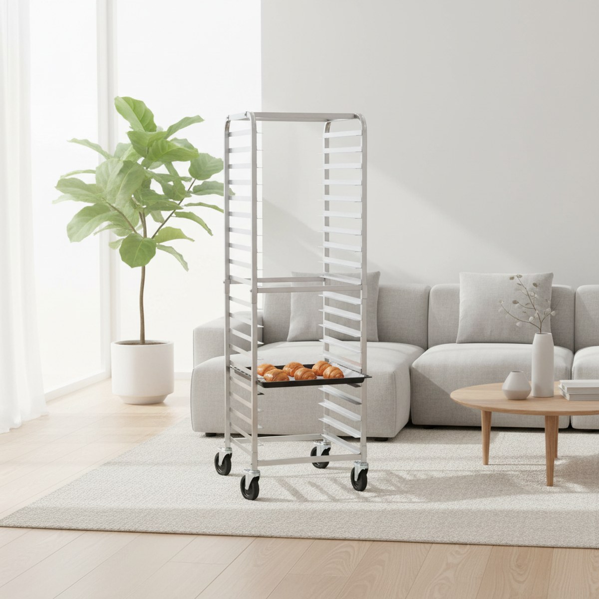 Kitchen Baking Trolley - Commerciële bakkerijwagen met 20 niveaus, aluminium,