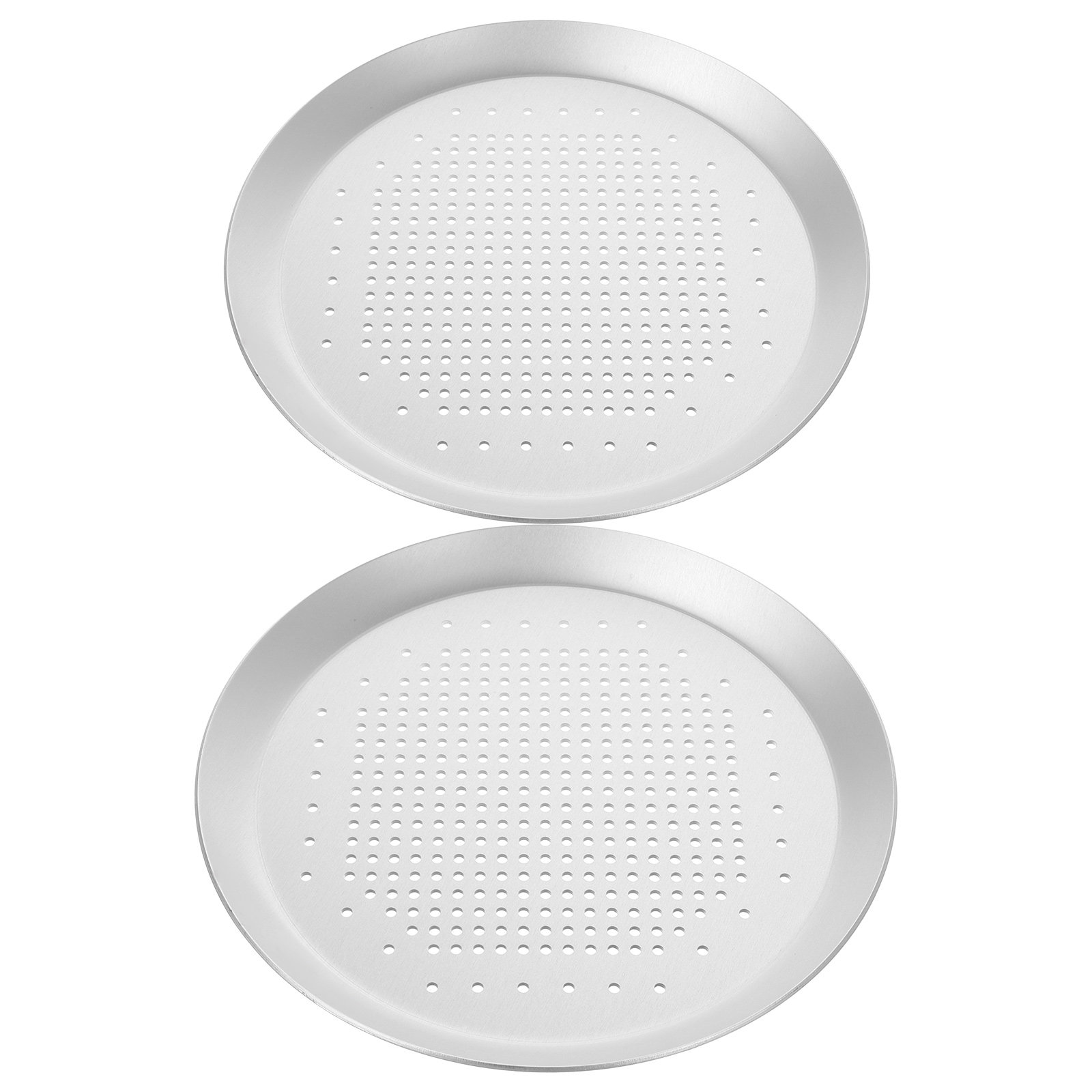 Kitchen Essentials Baking Tray - 2 stuks pizza-bakvorm, metalen, geperforeerd, rond,
