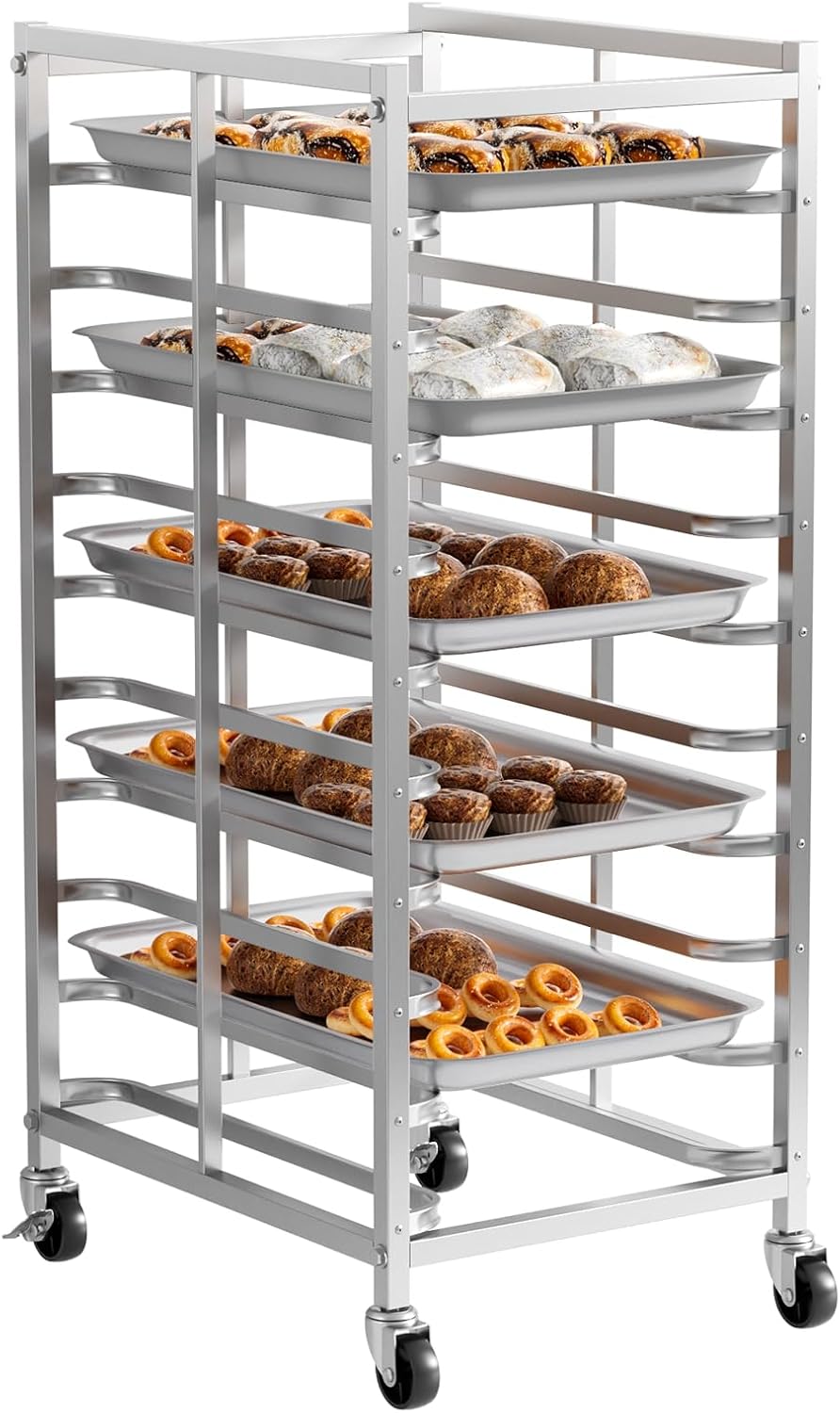 Kitchen Baking Trolley - Commerciële roestvrijstalen bakwagen met wielen, bakplaat-opbergwagen,