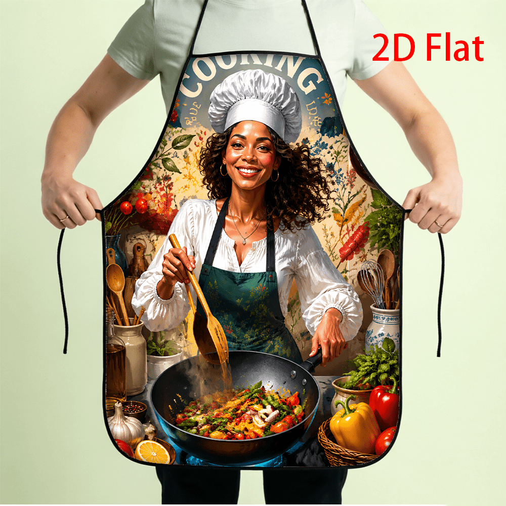 Kitchen Baking Background - 1 stuk, platte, 2D-geprinte schort voor