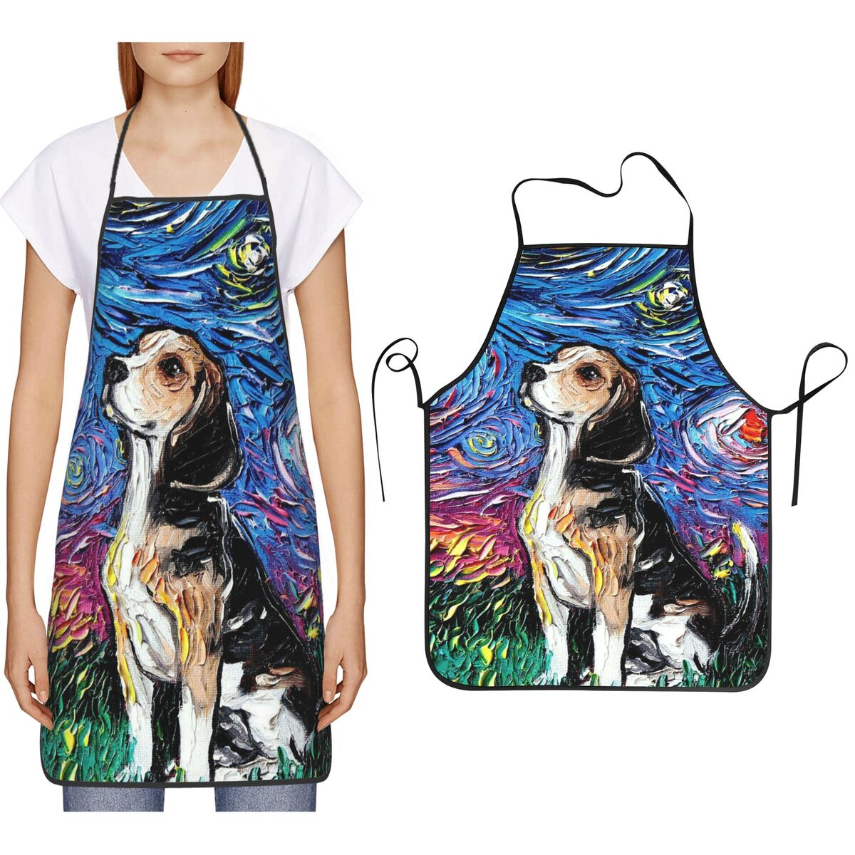 Kitchen Baking Background - Olieverfschilderij Stijl Sterrenhemel Achtergrond Hond Schorten