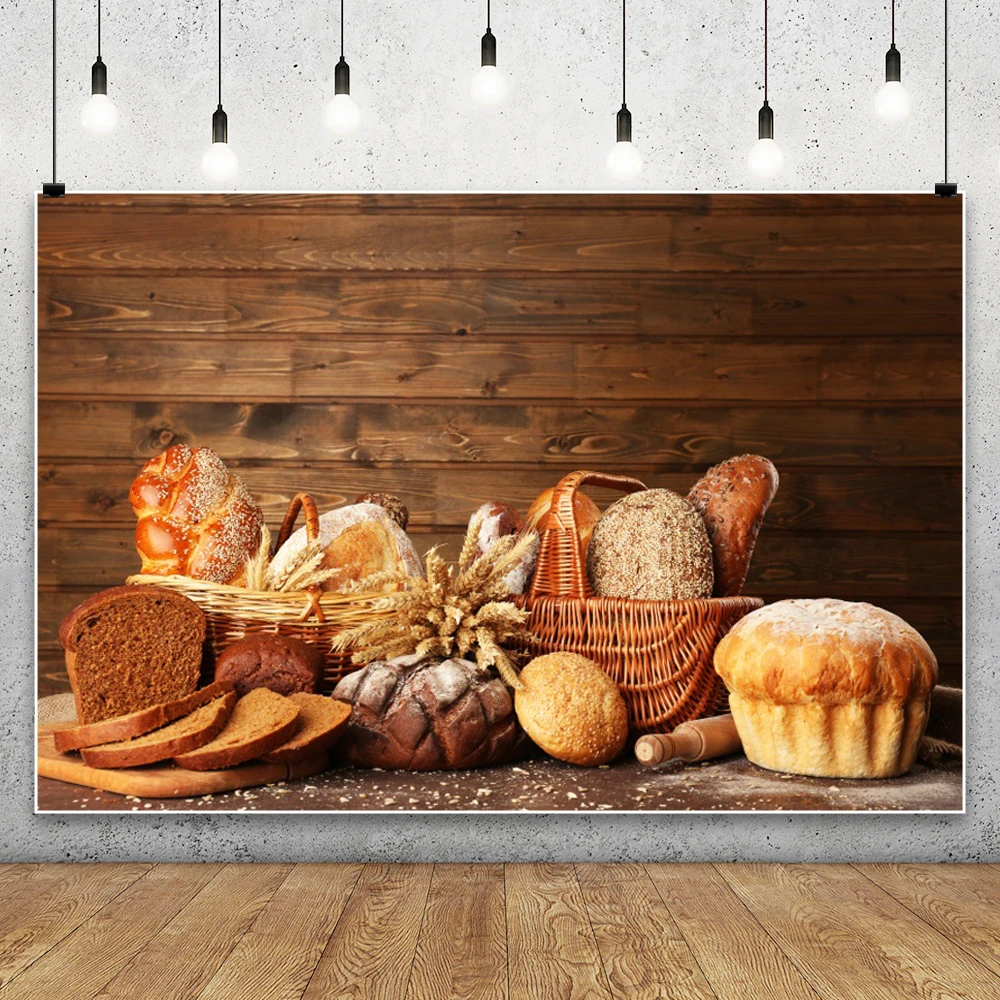 Kitchen Baking Background - Houten Planken Achtergrond Bakken Brood Voedsel