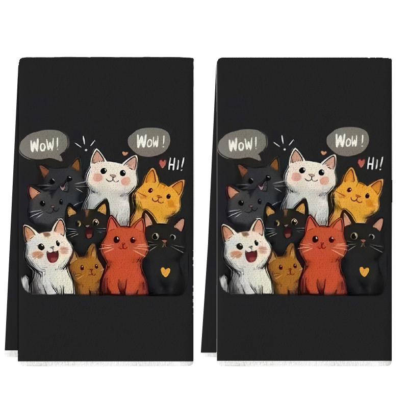 Kitchen Baking Background - 2 stuks, keukenhanddoeken met zwarte achtergrond