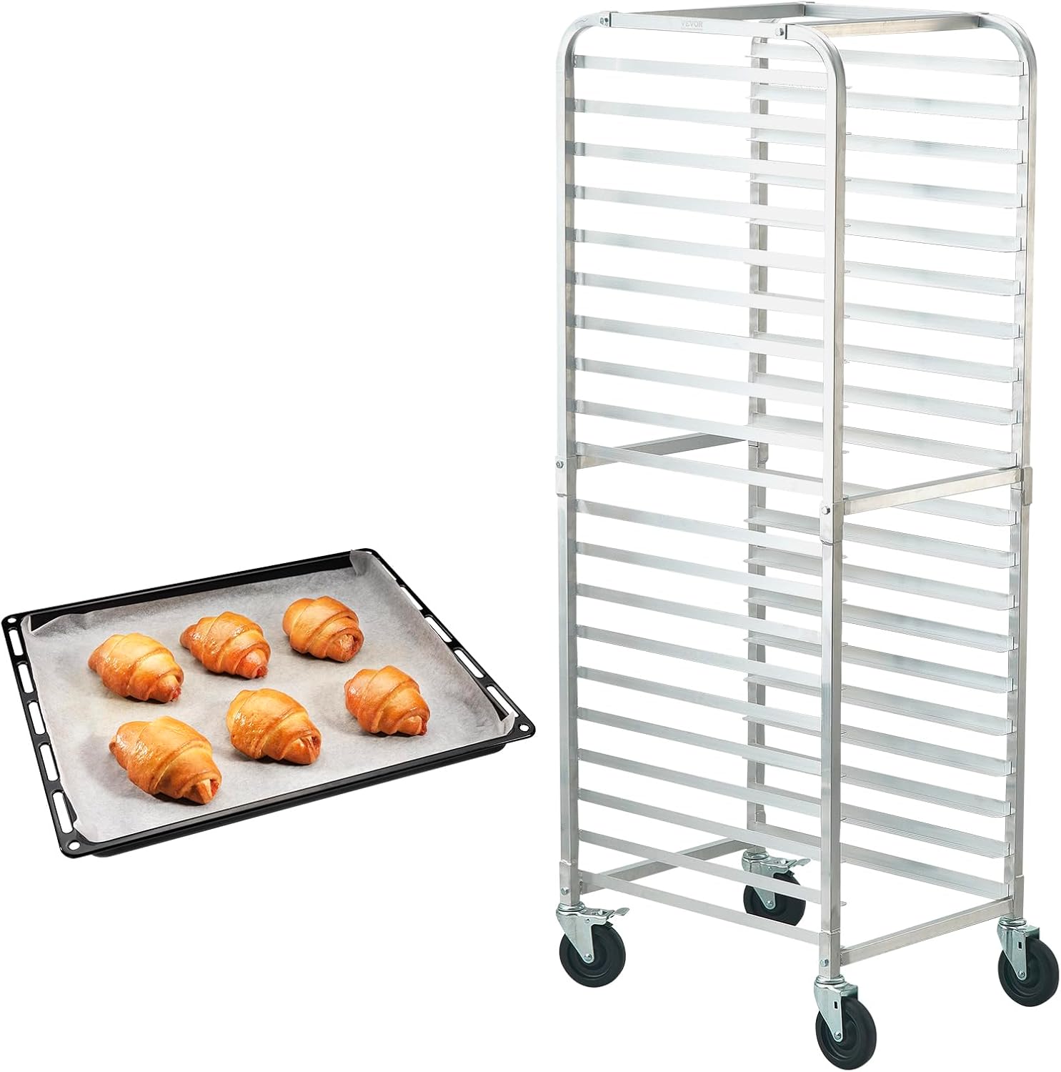 Kitchen Baking Trolley - 20-laags commercieel bakplaatrek van aluminium, bakplaatwagen,