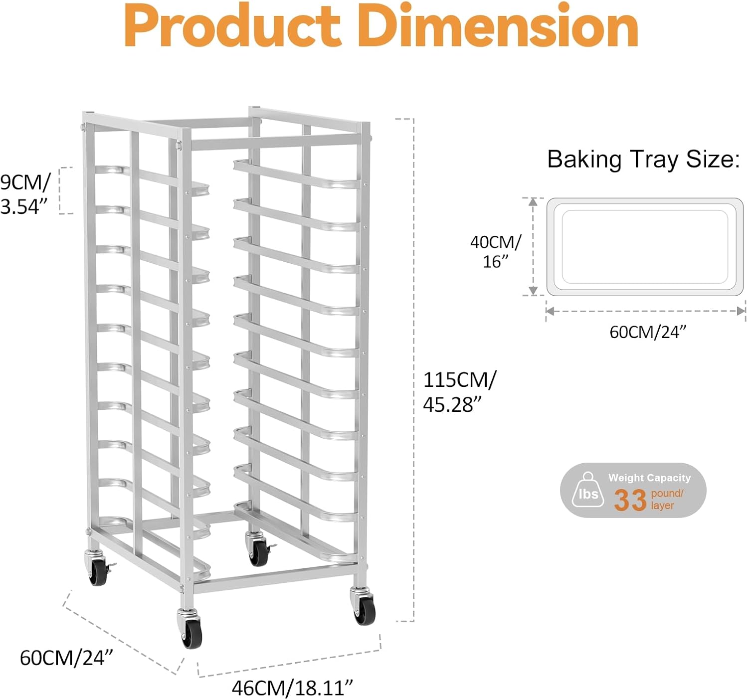 Commerciële roestvrijstalen ba - Kitchen Baking Trolley recensie en prijs