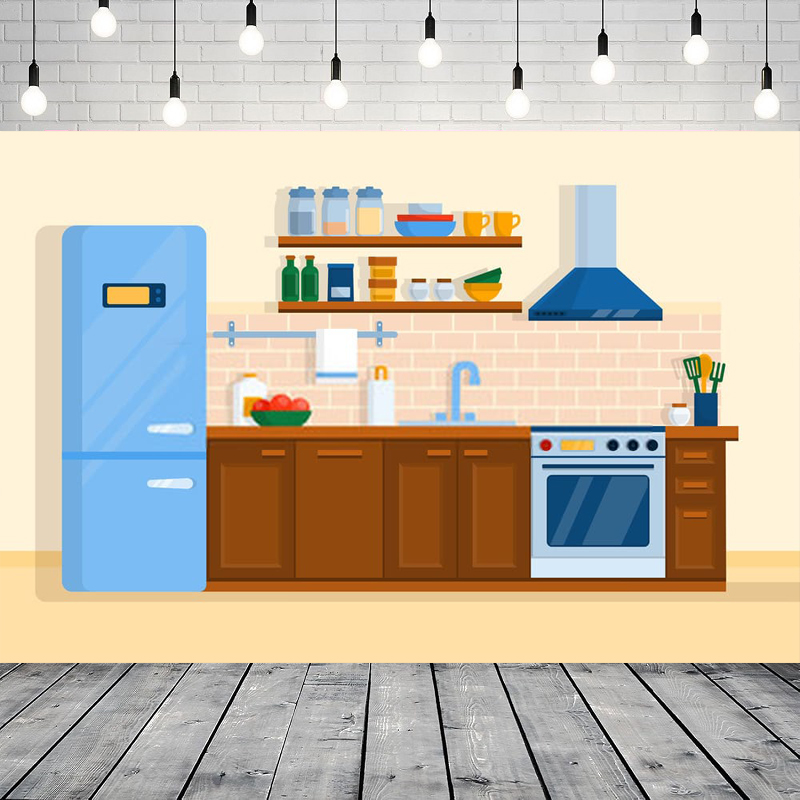 Cartoon keuken fotografie acht - Kitchen Baking Background recensie en prijs