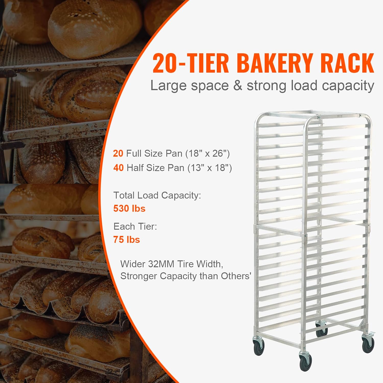 20-laags commercieel bakplaatr - Kitchen Baking Trolley recensie en prijs
